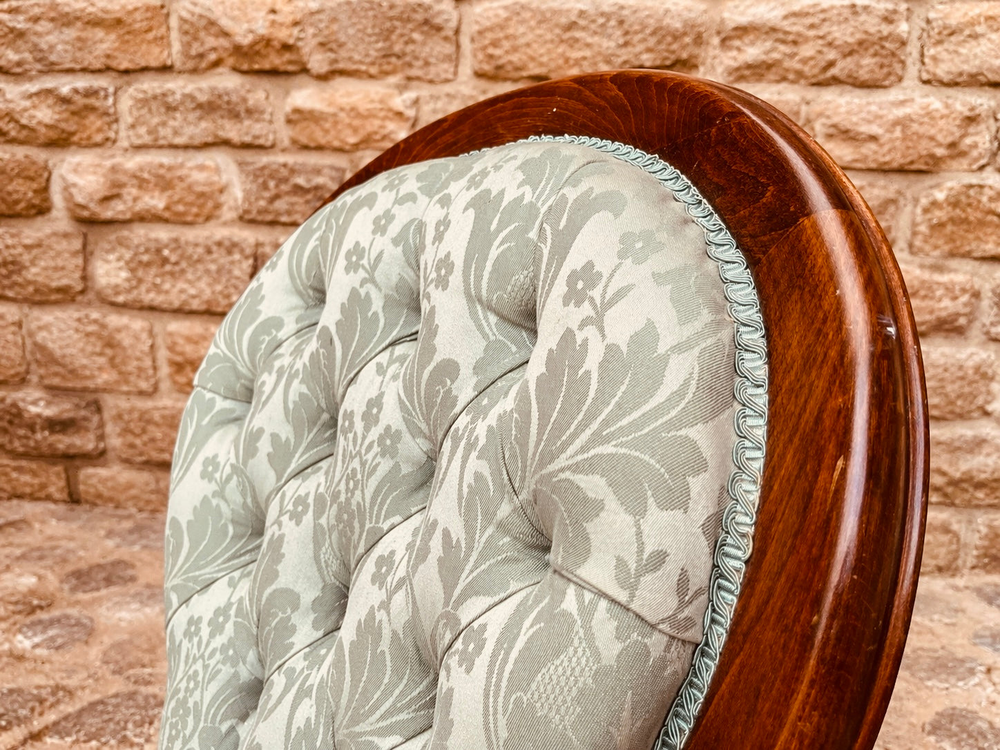 Pair of Vintage Balloon Back Chairs – Mid Century Victorian Style with Walnut Frames