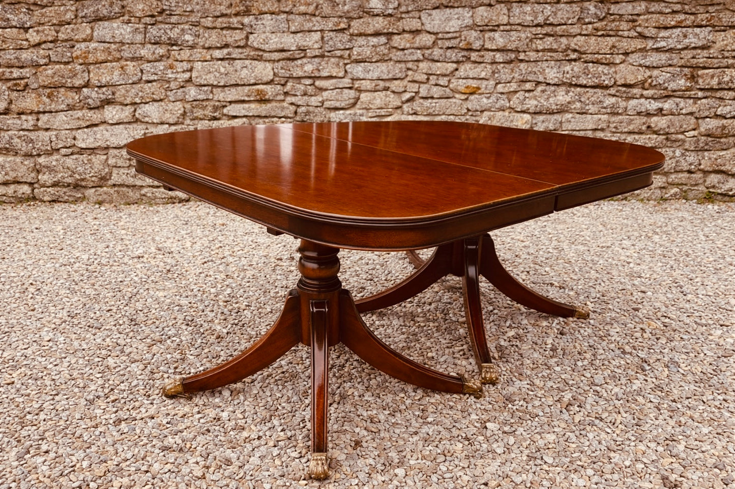 Georgian Style Twin Pedestal Extending Dining Table, Mahogany, Seats 8–12, Regency Revival (1940s–1950s)