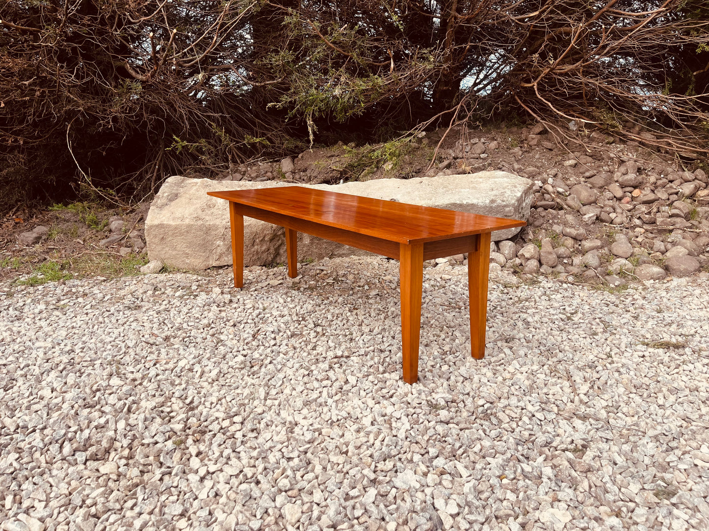 Mid Century Teak Console Table – Scandinavian Style Slim Hallway Table