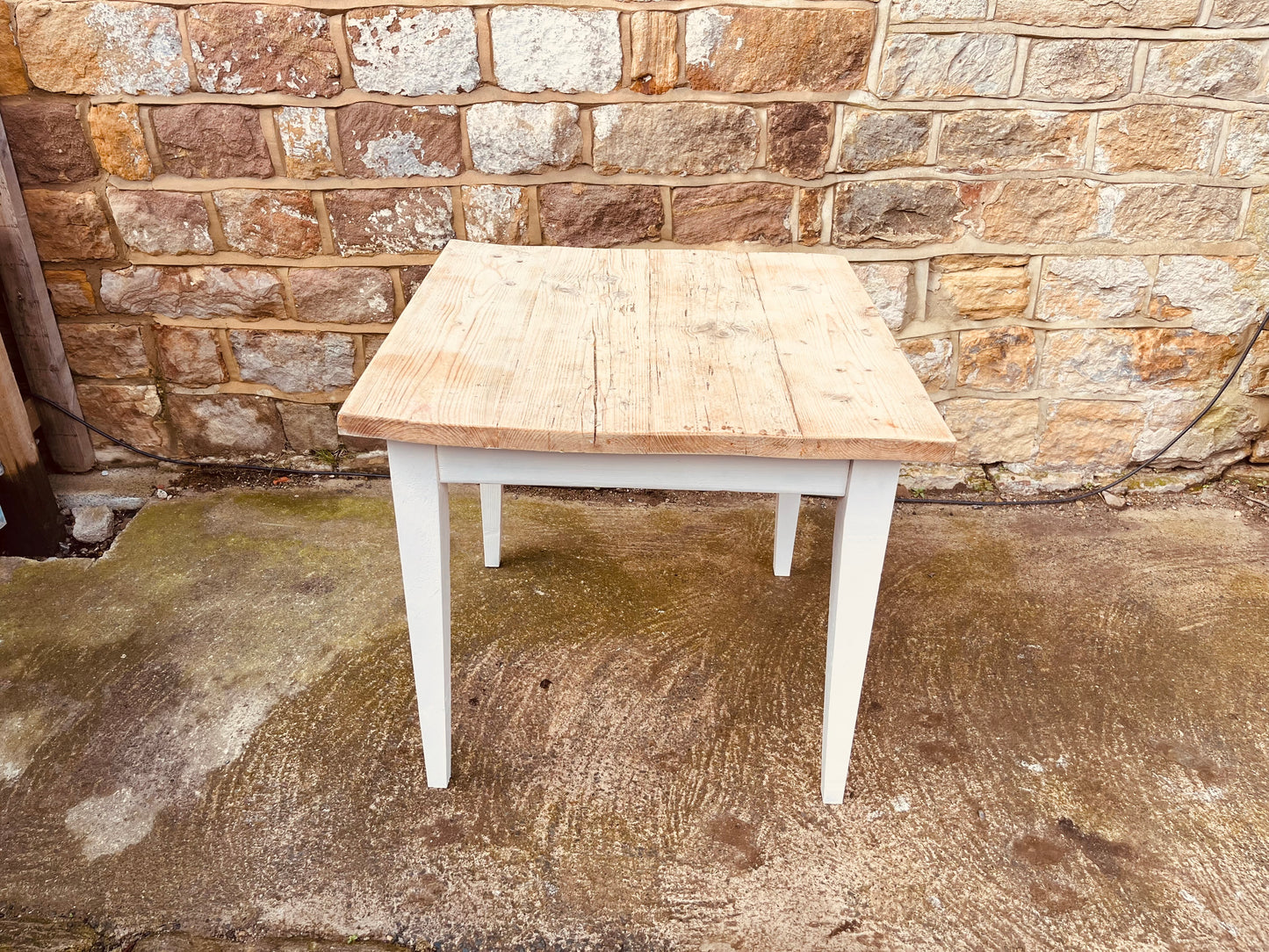 Vintage Farmhouse Kitchen Table with Natural Pine Top