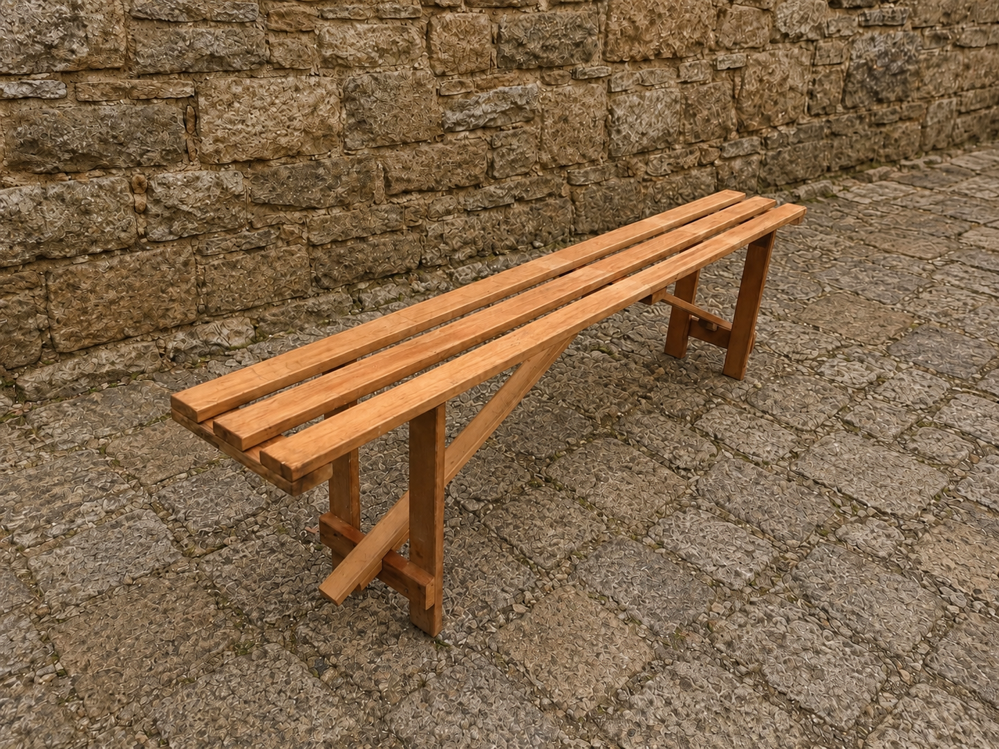 Rustic Handmade Wooden Bench | Traditional Farmhouse Dining Bench c.1980–2000