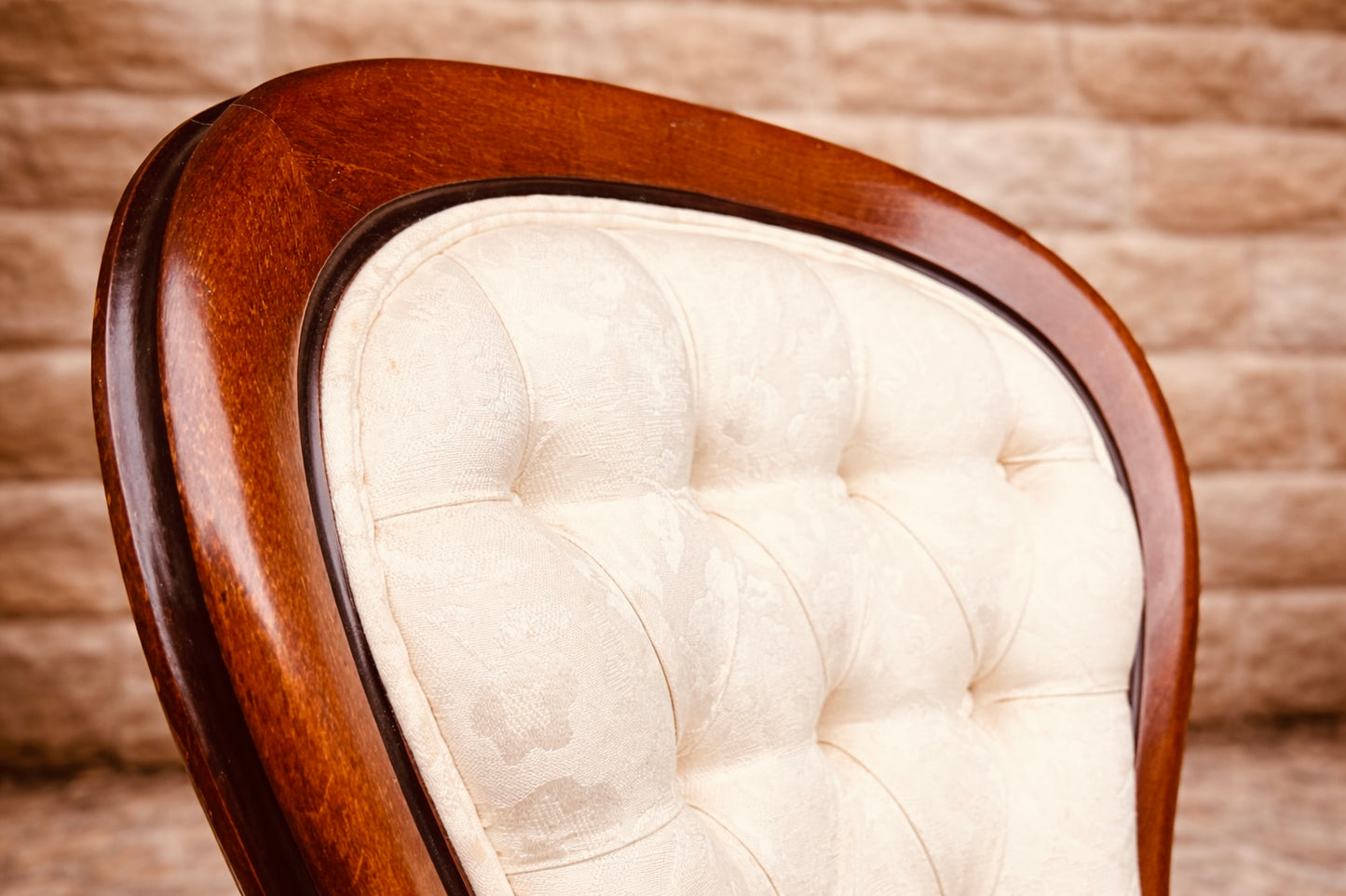 Pair of Vintage Balloon Back Chairs – Mid Century Victorian Style with Walnut Frames