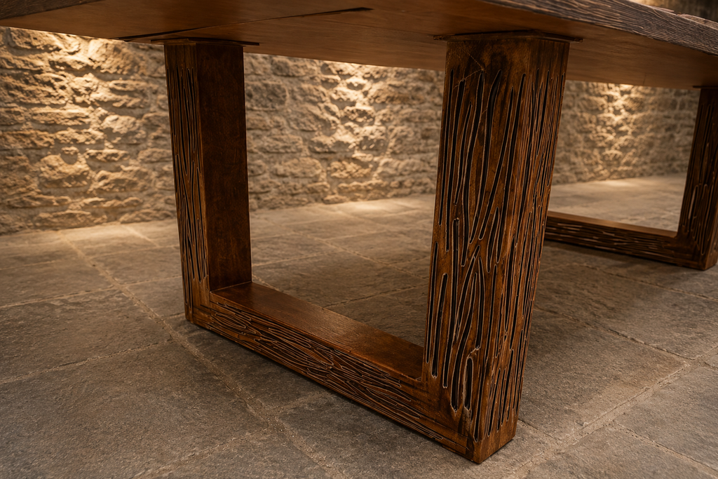 Modern Bespoke Veneered Dining Table with Resin Inlay | Contemporary Designer Kitchen Table | Large Dining Table