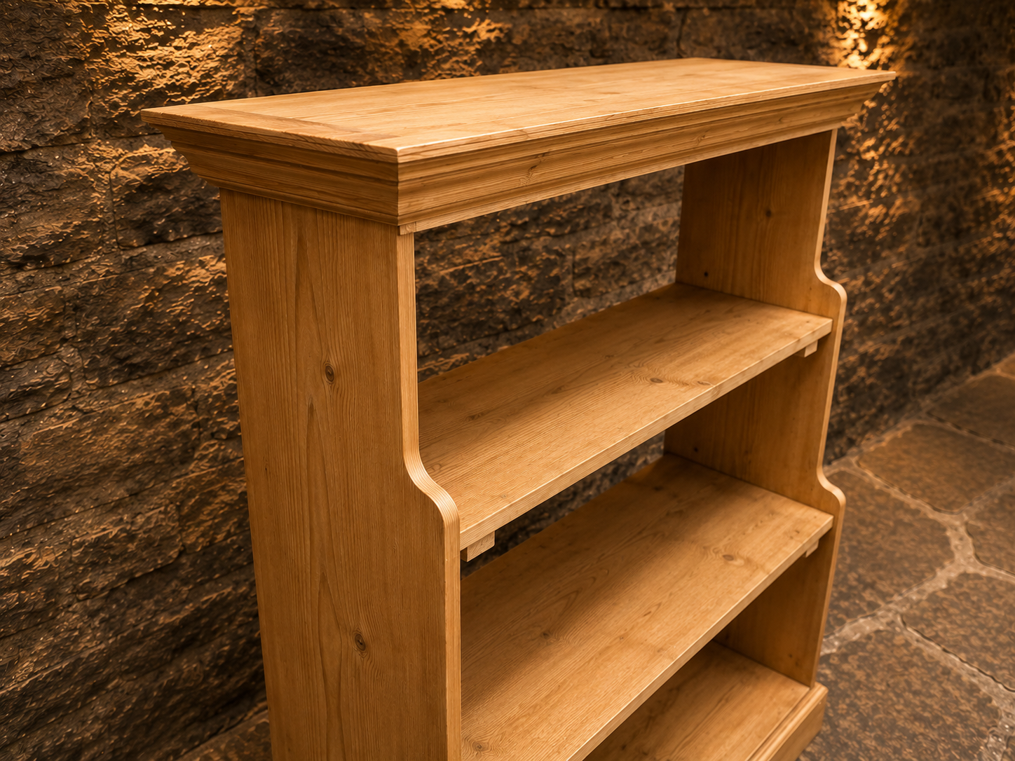 Victorian Solid Pine Open Bookcase | Antique English Shelving Unit | Circa 1890–1910