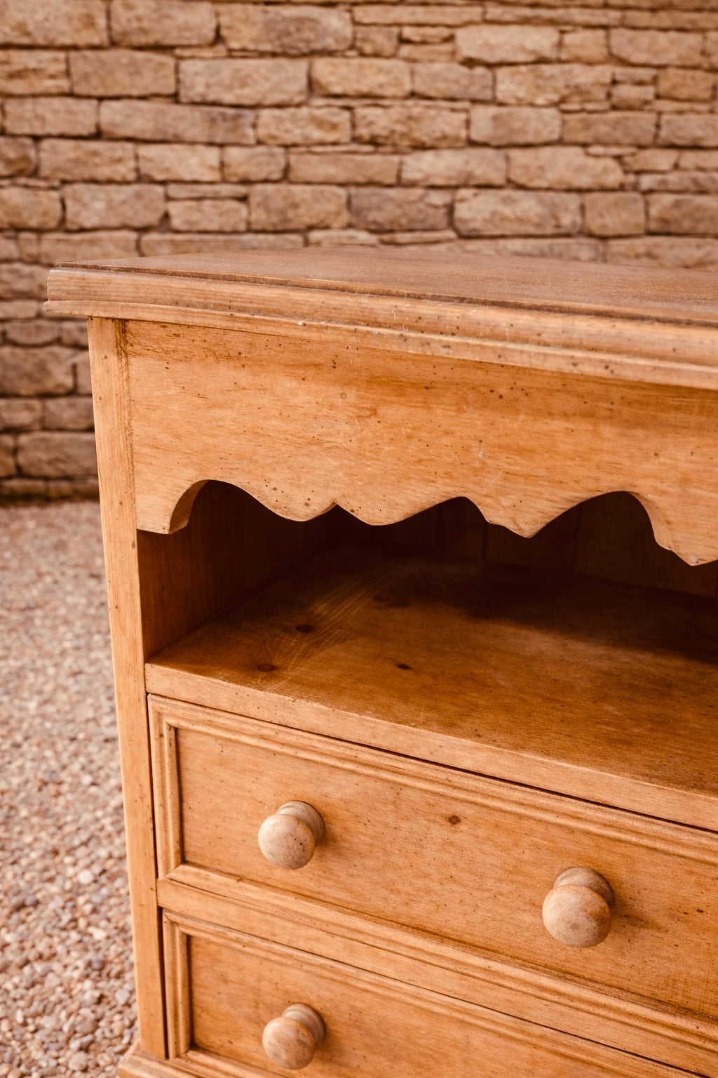 Rustic Pine Bedside Cabinet with Drawers