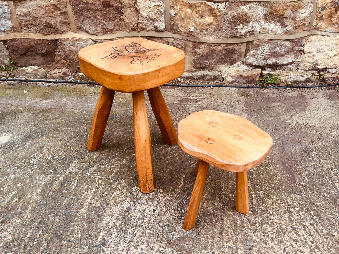 Handmade Solid Wood Stool Set