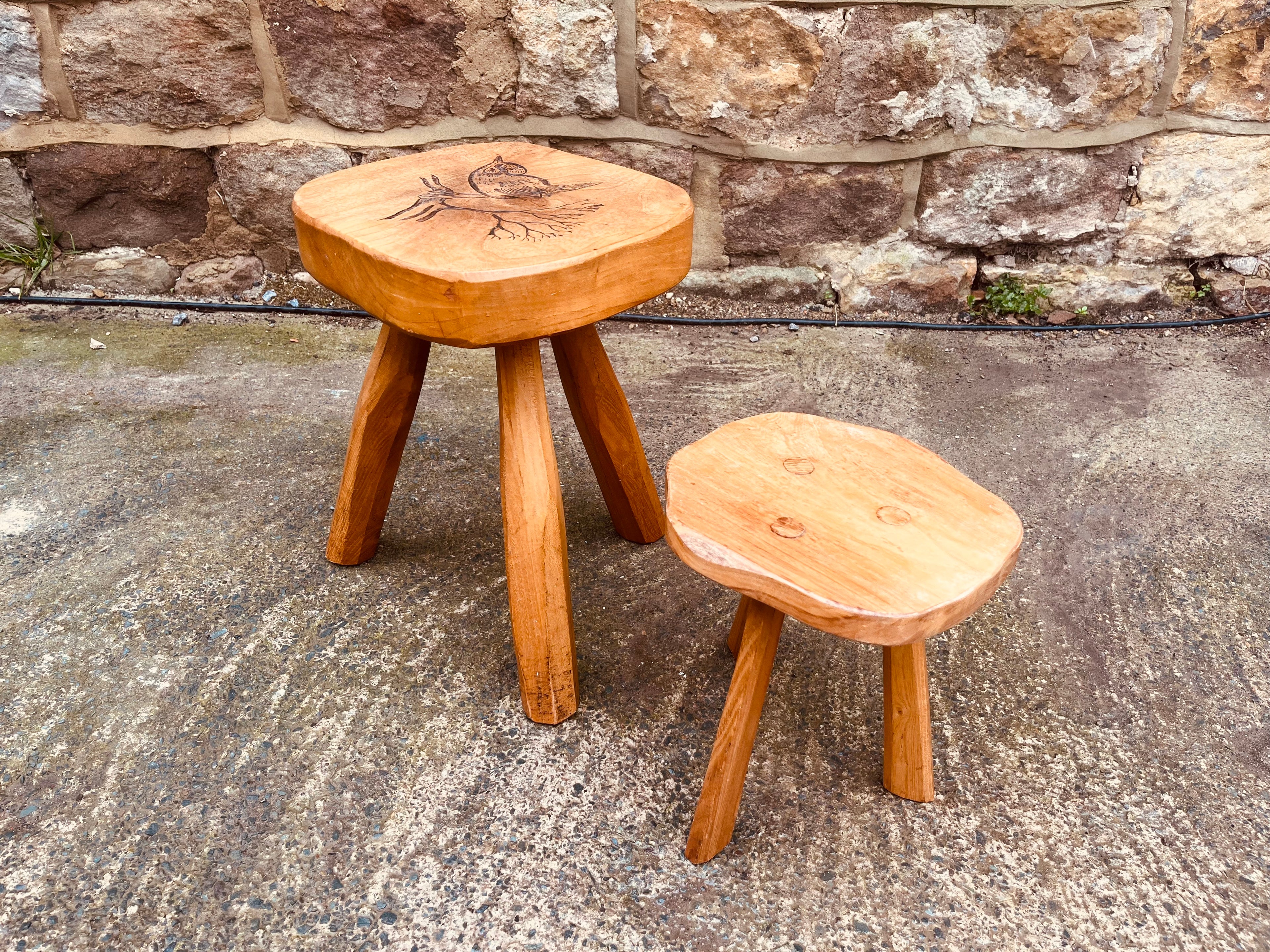 Handmade Solid Wood Stool Set