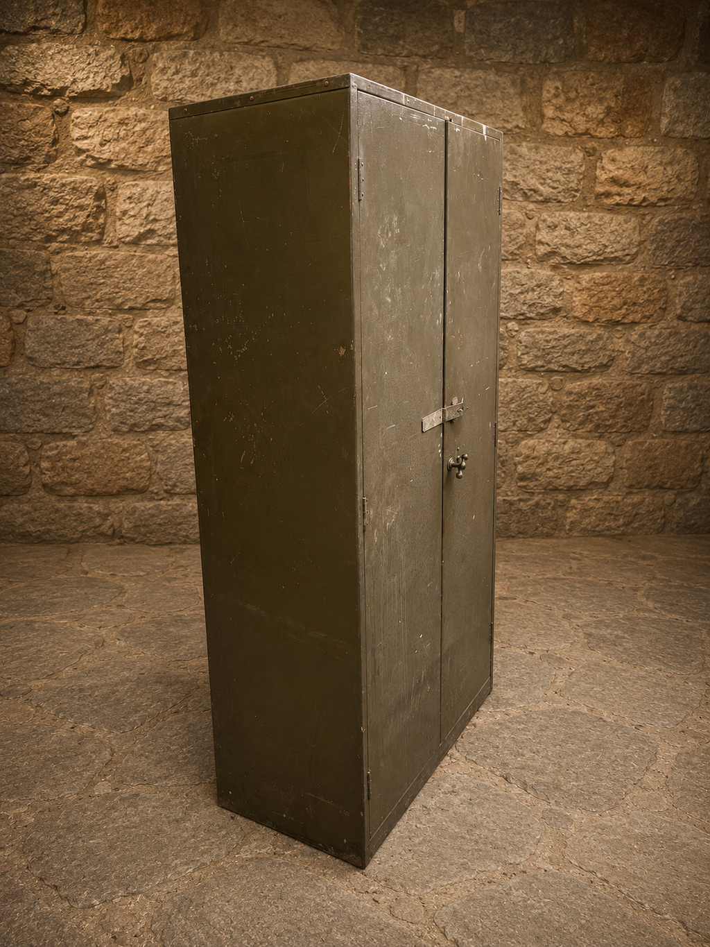 Vintage Industrial Steel Storage Cabinet | Military Green Metal Cupboard | Mid Century Factory Shelving Unit