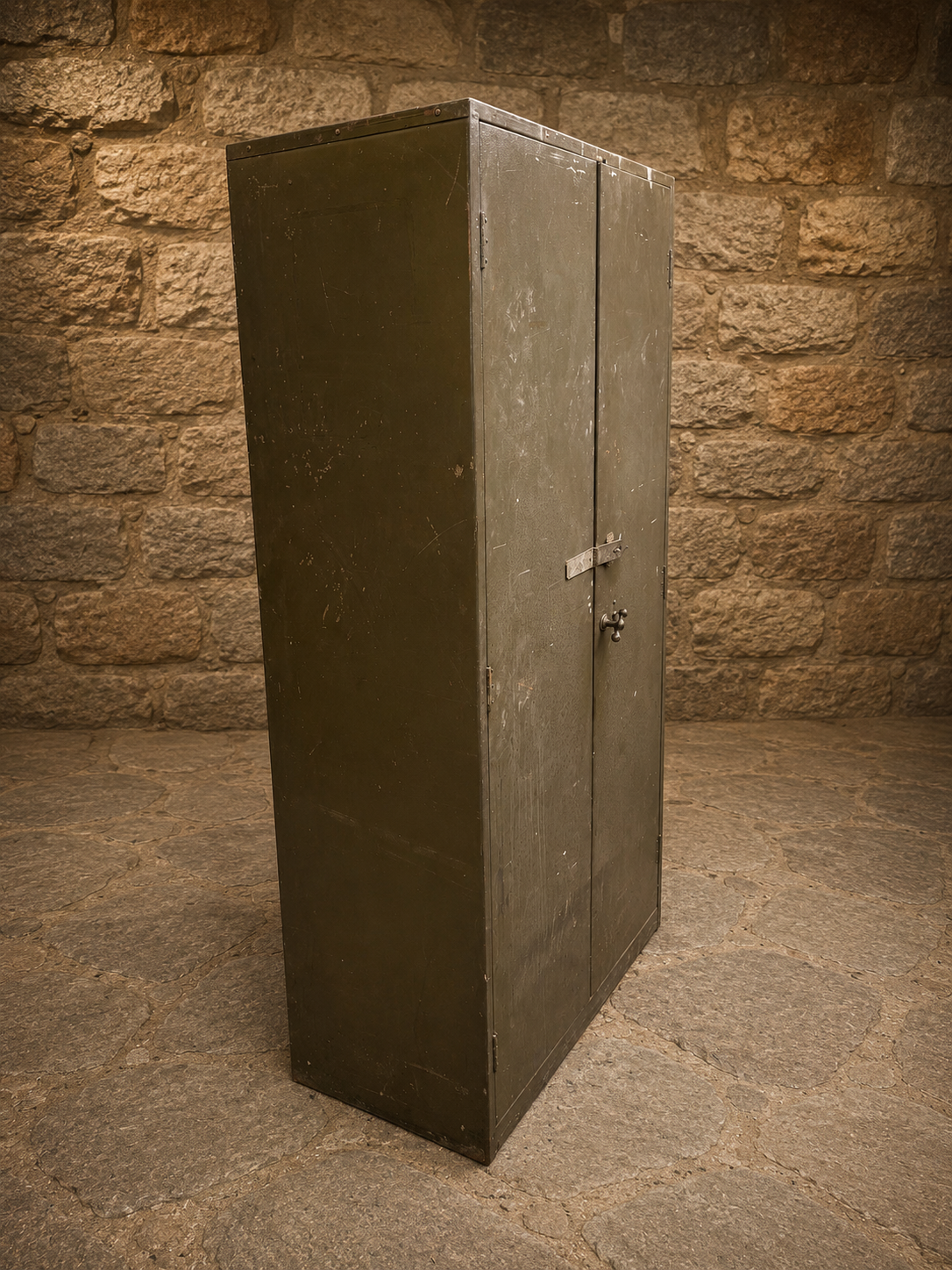 Vintage Industrial Steel Storage Cabinet | Military Green Metal Cupboard | Mid Century Factory Shelving Unit