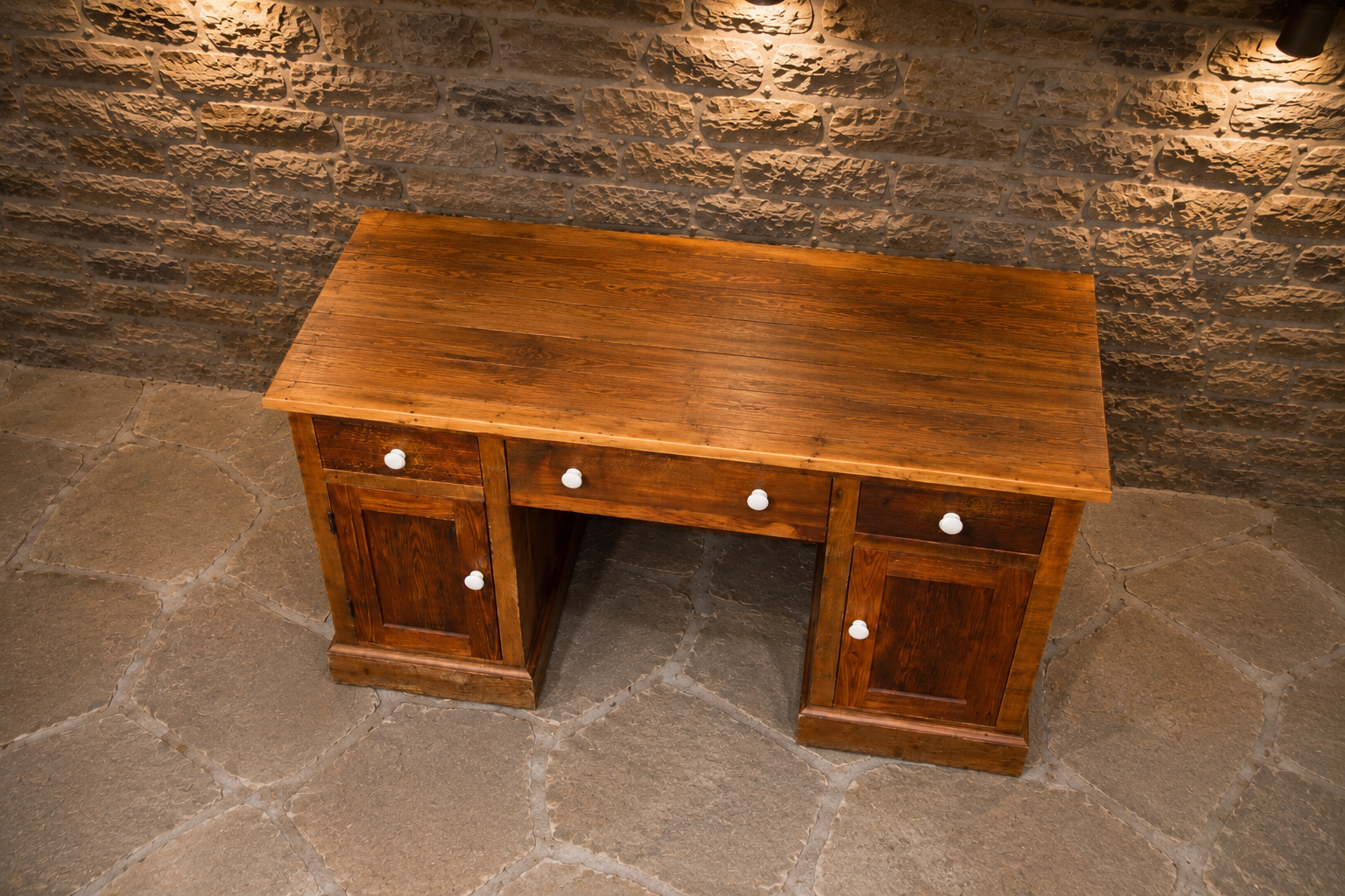 Handcrafted Reclaimed Pine Farmhouse Kitchen Island | Solid Rustic Kitchen Workstation | Country House Desk