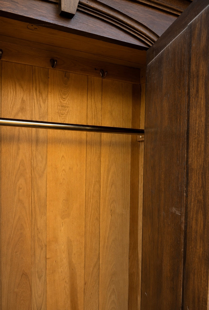 Antique Victorian Oak Mirrored Wardrobe c.1900