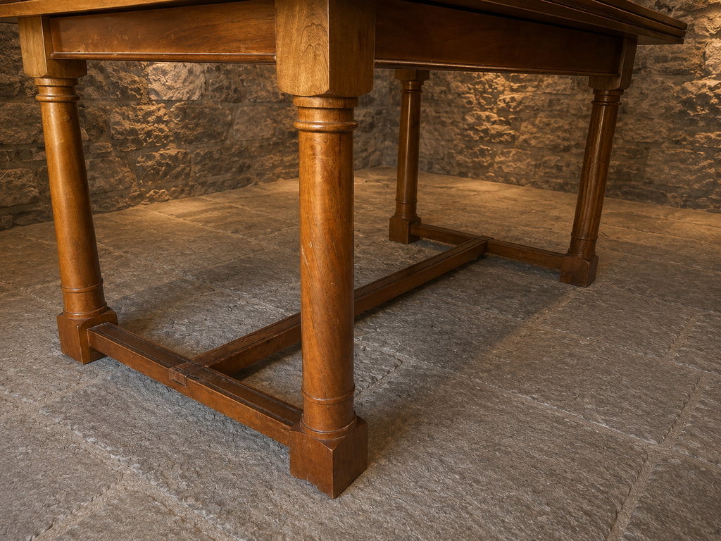 Antique Oak Refectory Draw Leaf Dining Table c.1920–1940 | Parquetry Top Extending Dining Table