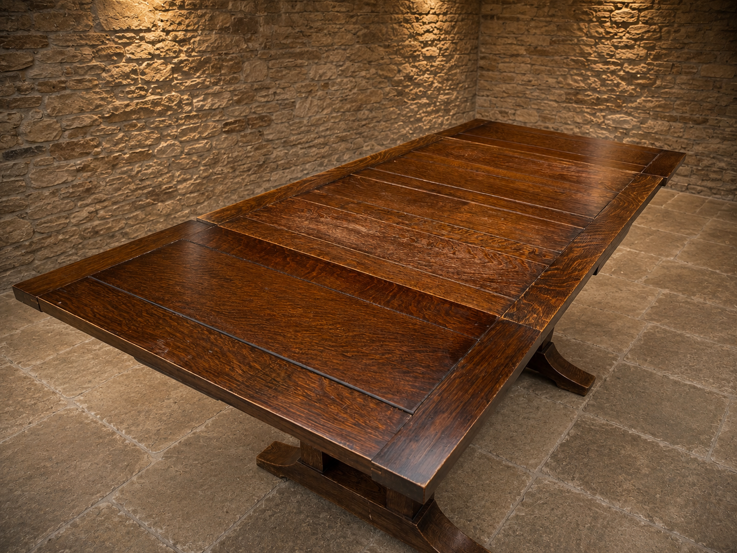 Vintage Dark Oak Extending Dining Table – Jacobean Style Carved Refectory Table