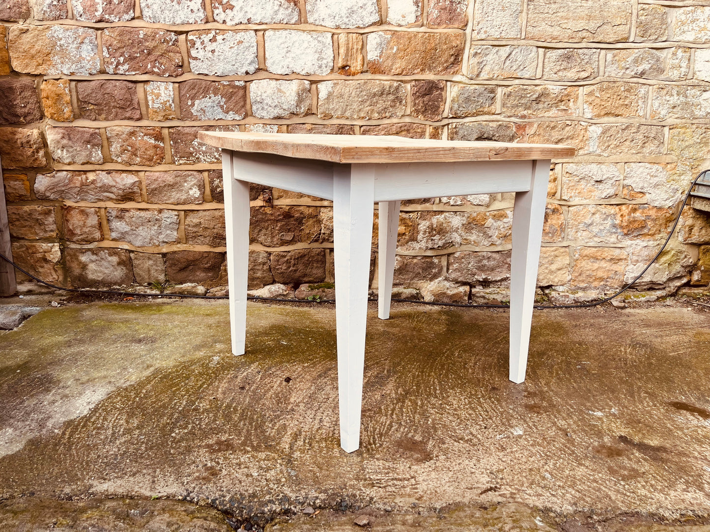 Vintage Farmhouse Kitchen Table with Natural Pine Top