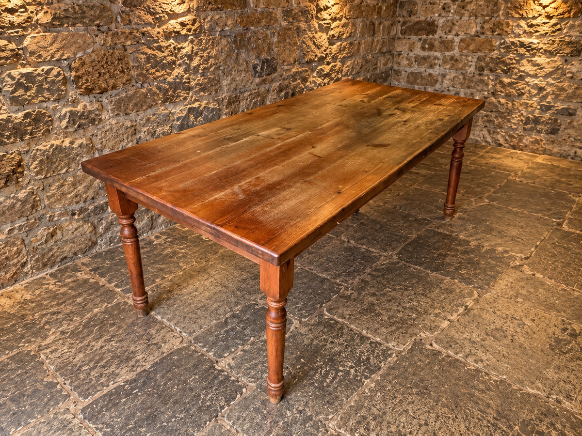 Antique Victorian Pine Farmhouse Dining Table – c.1880