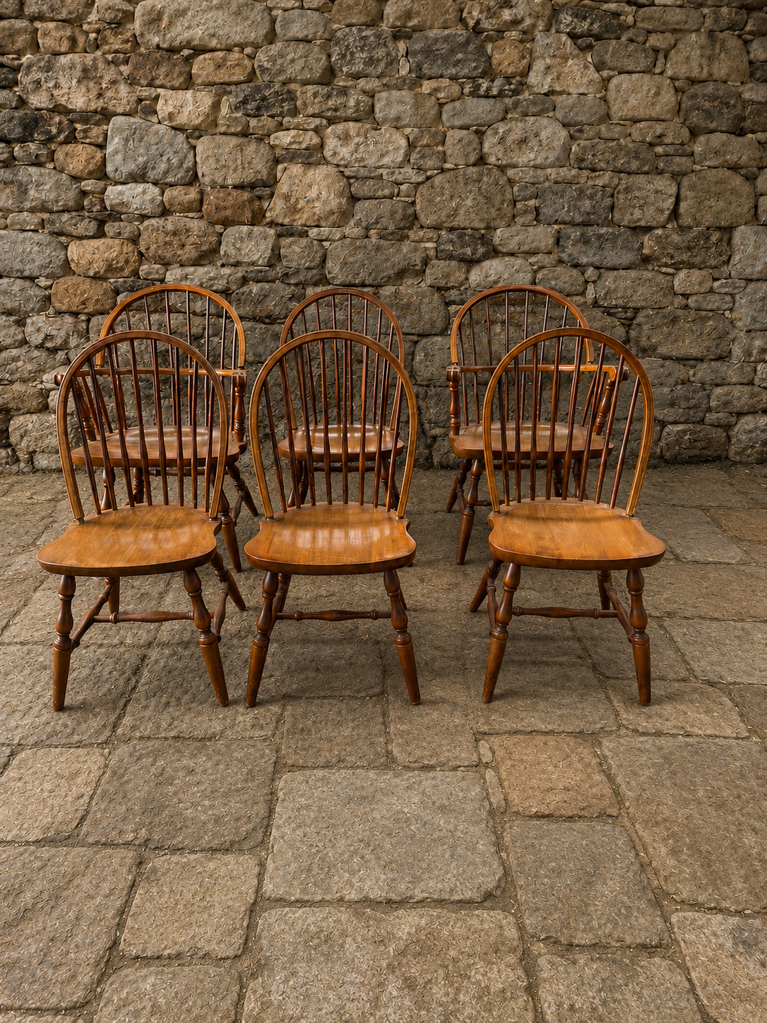 Set of 6 Vintage Windsor Farmhouse Dining Chairs