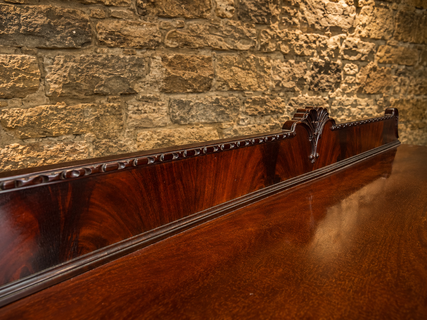 Antique Mahogany Serpentine Sideboard with Figured Veneers – Early 20th Century