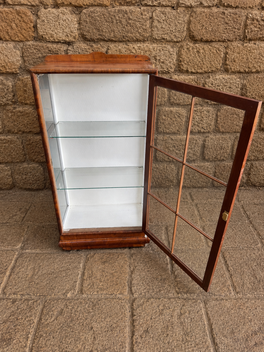 Antique Walnut Glazed Display Cabinet