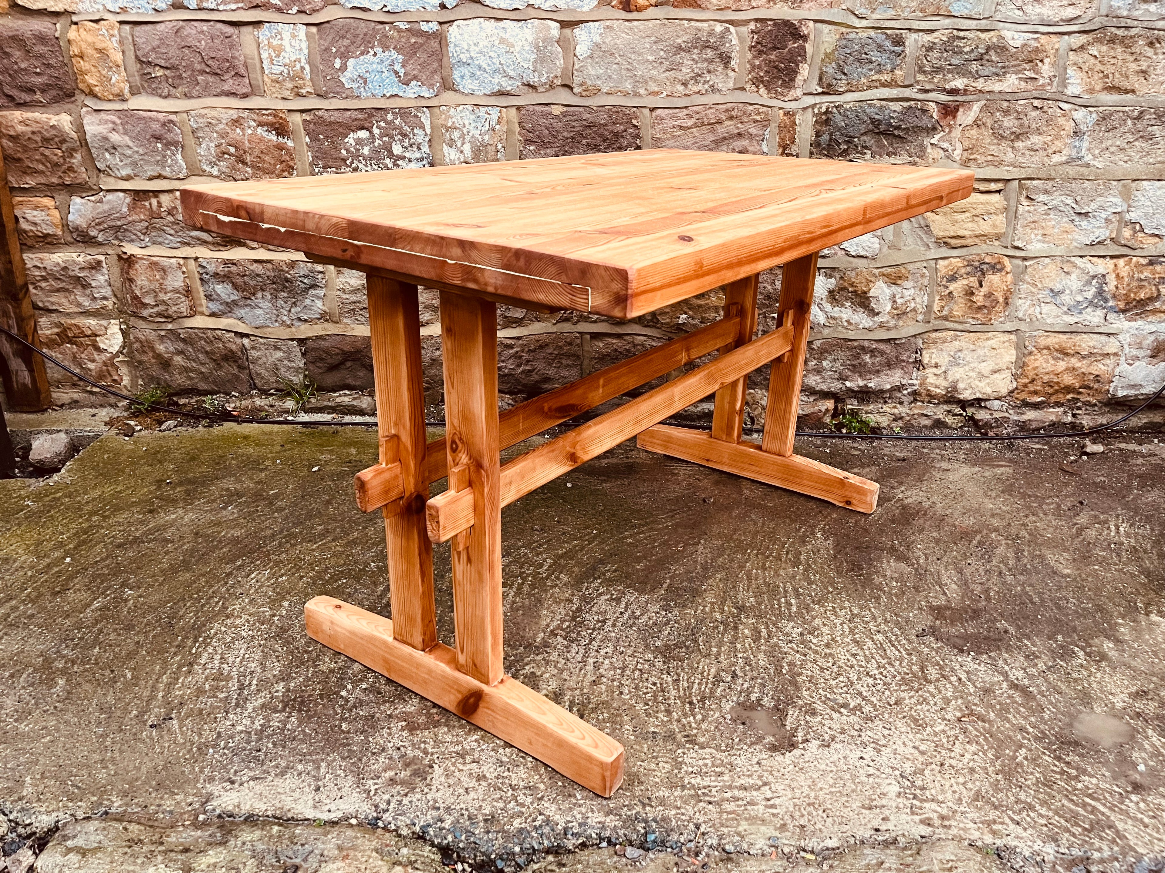 Reclaimed Pine Trestle Table – Cottagecore Dining / Kitchen Table