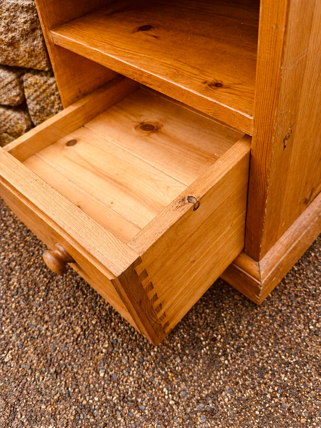 Rustic Solid Pine Media Unit with Cupboard & Drawer