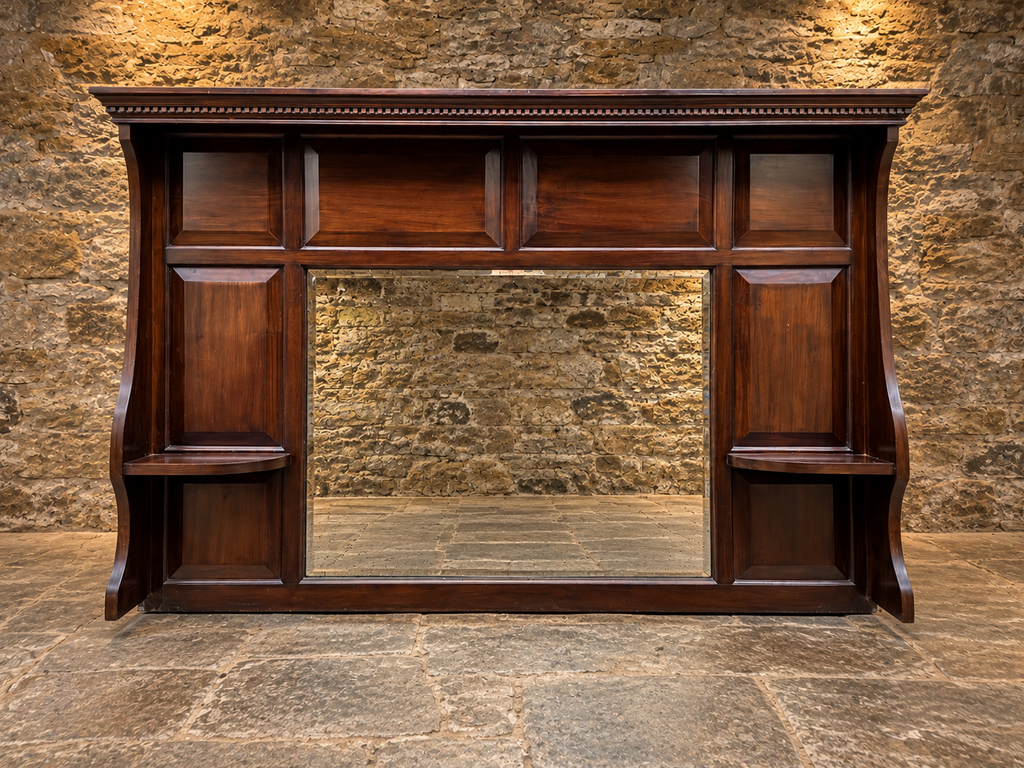 Antique Victorian Edwardian Mahogany Overmantel Mirror – c.1900