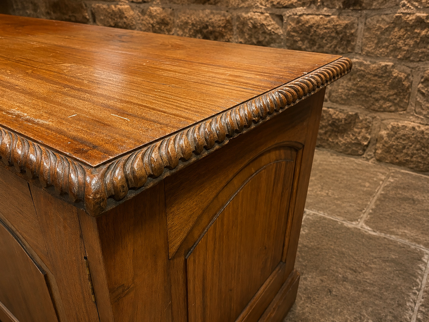 Large Solid Yew Wood Sideboard | Vintage English Dresser Base | Country House Buffet Cabinet | Rustic Farmhouse Storage Cabinet
