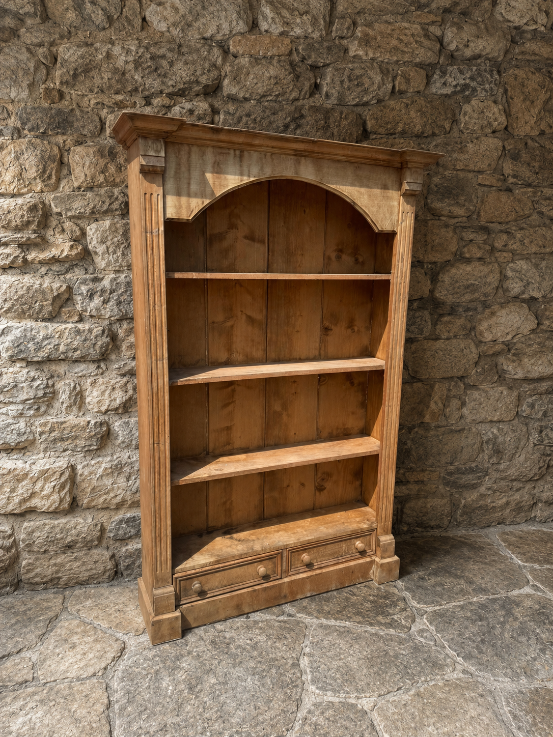 Large Country House Style Open Bookcase with Drawers