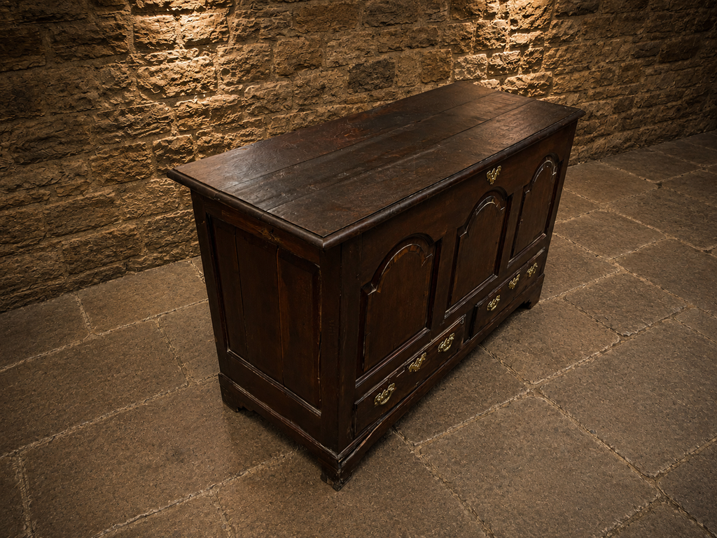 Antique Jacobean Revival Oak Mule Chest | Solid Oak Blanket Chest | Panelled Oak Storage Chest | Country House Furniture | Circa 1900–1930