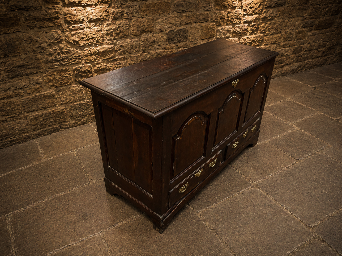 Antique Jacobean Revival Oak Mule Chest | Solid Oak Blanket Chest | Panelled Oak Storage Chest | Country House Furniture | Circa 1900–1930
