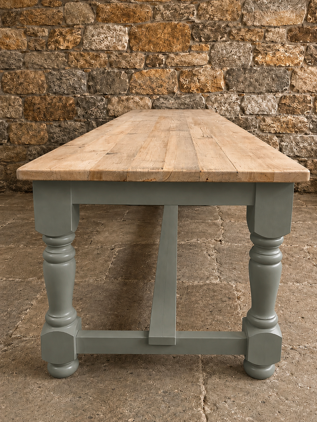 Handmade Bespoke Farmhouse Dining Table | Reclaimed Pine Top | Custom Sizes 4ft–13ft
