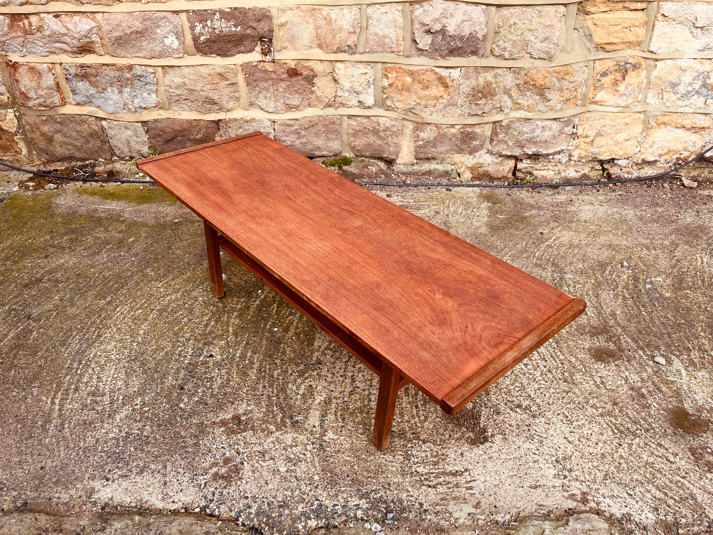 Vintage Mid-Century Teak Coffee Table with Lower Shelf | 1960s Scandinavian Design