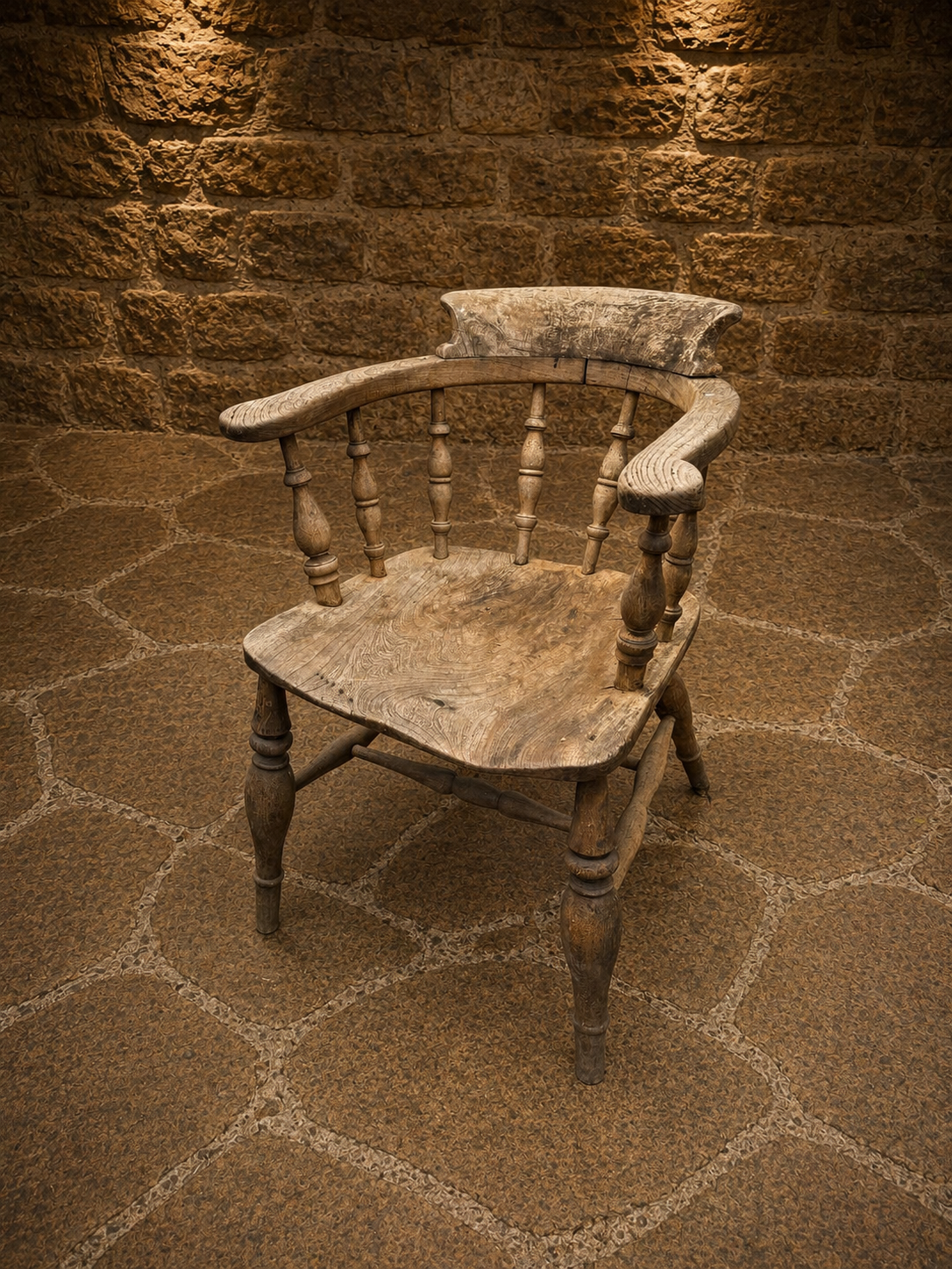 Antique Primitive Elm & Ash Smoker’s Bow Chair | English Country Captain’s Chair | Circa 1820–1860