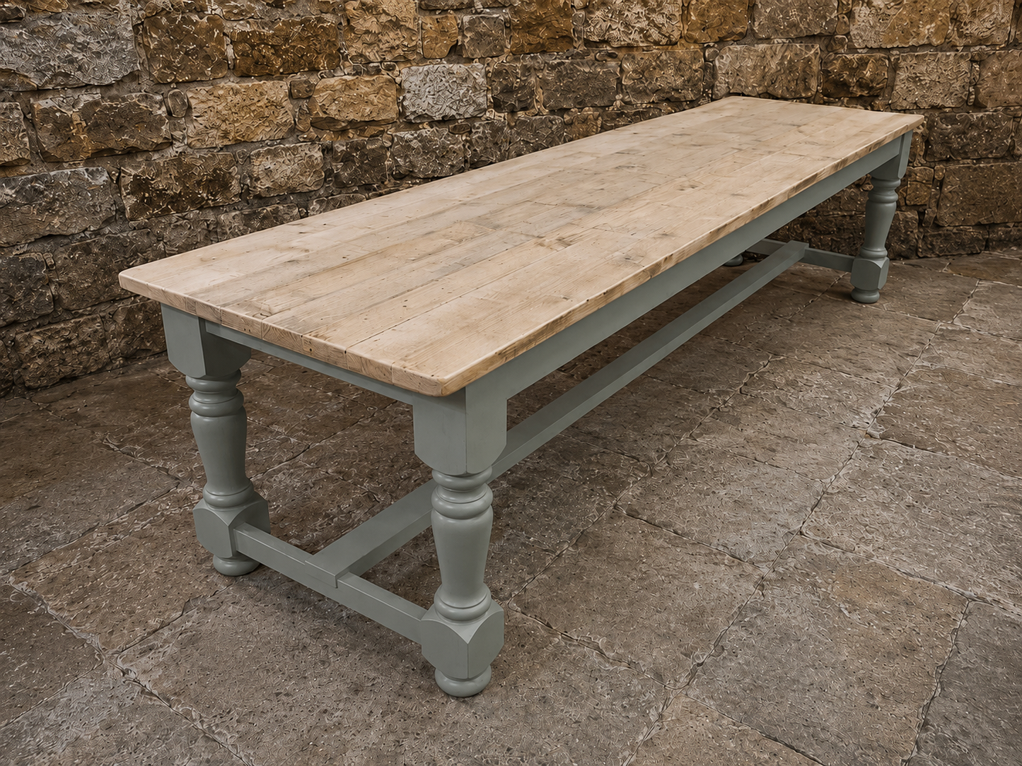 Handmade Bespoke Farmhouse Dining Table | Reclaimed Pine Top | Custom Sizes 4ft–13ft