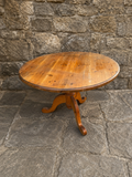 Large Round Pine Pedestal Dining Table