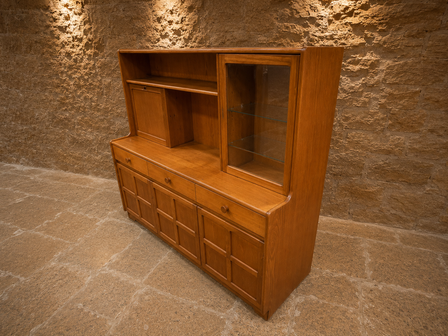 Mid Century Teak Display Cabinet | Vintage Scandinavian Dresser | 1960s Teak Sideboard | Danish Style Drinks Cabinet | Retro Display Unit