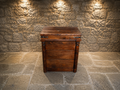 Campaign Style Chest of Drawers in Dark Wood with Brass Strap Detail