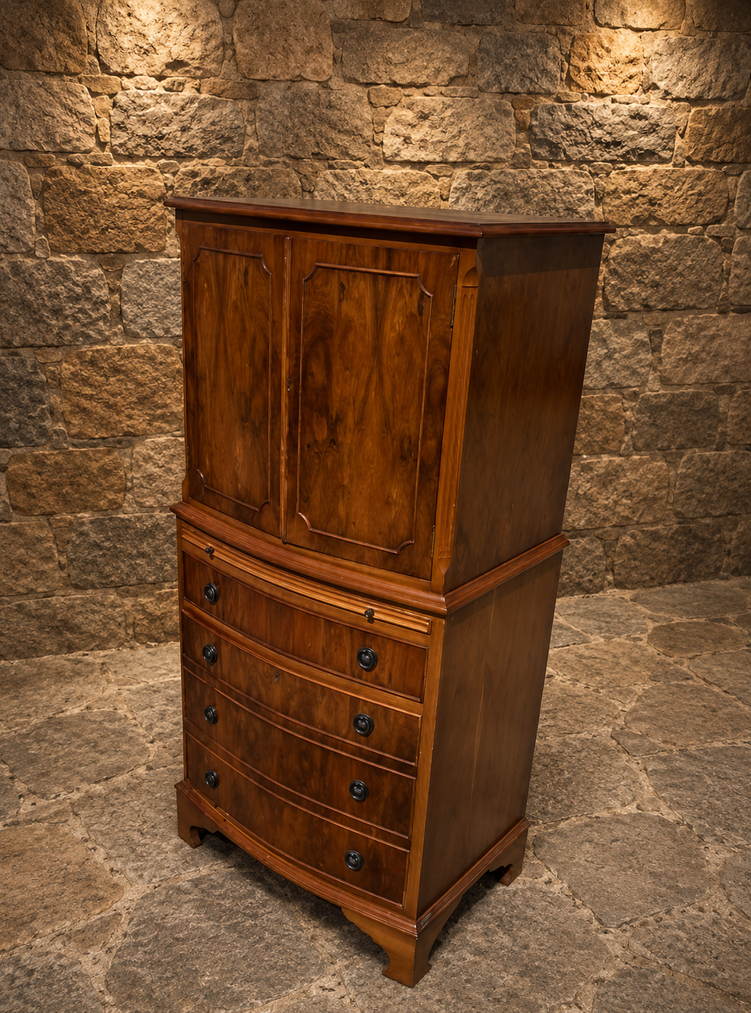 Georgian Style Mahogany Secretaire Cabinet | Mahogany Linen Press Cupboard | Traditional Storage Cabinet | c.1980–2000