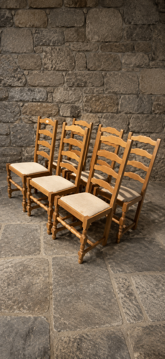 Set of 6 Vintage Ladder Back Dining Chairs