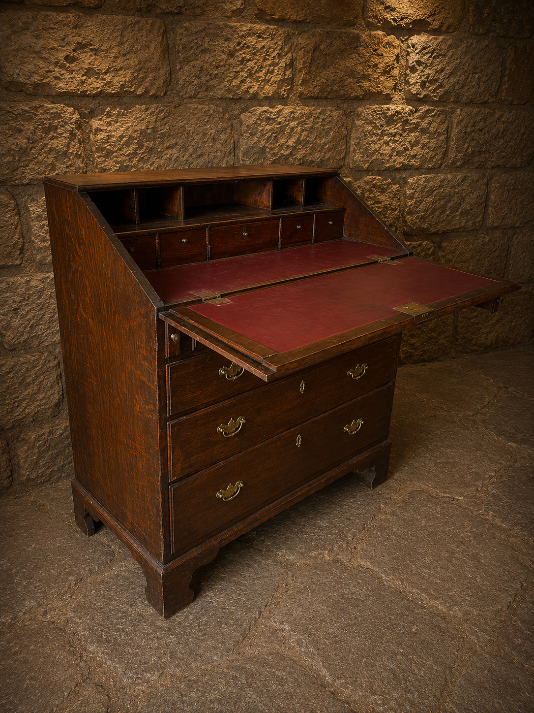 Antique Georgian Oak Bureau Chest c1820–1840