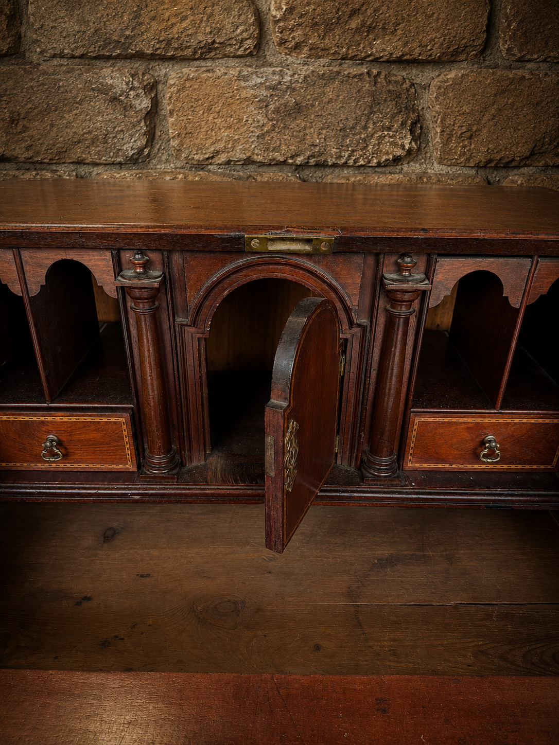 Antique Georgian Revival Walnut Bureau c1930