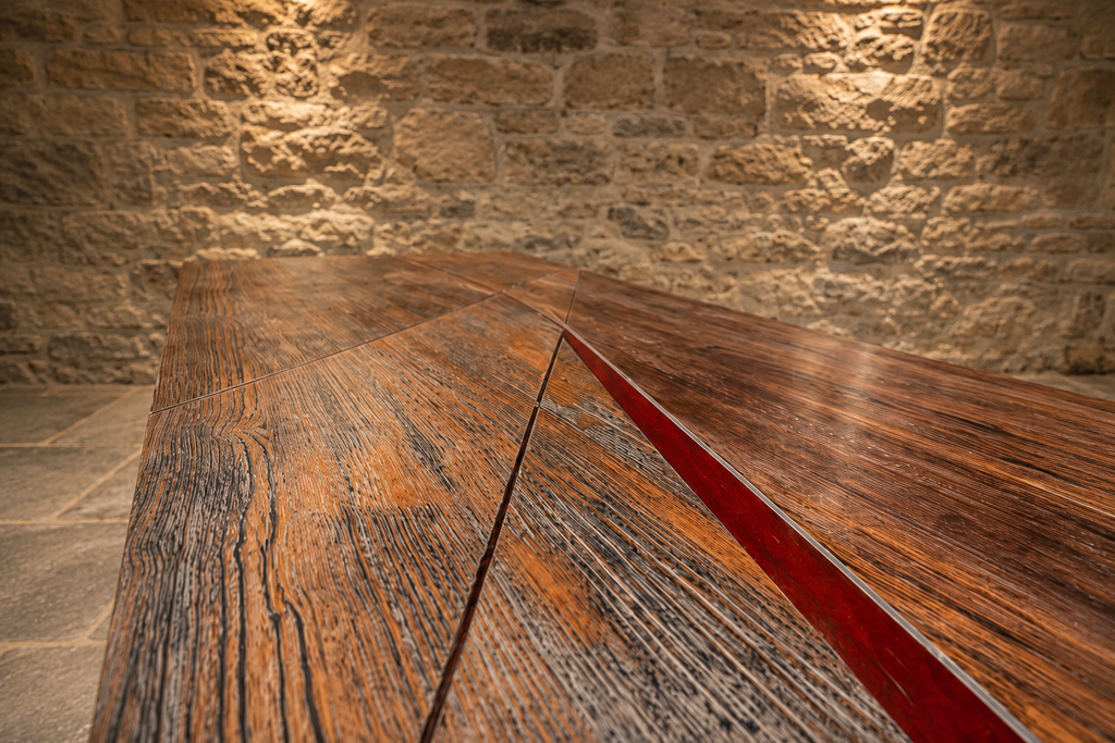 Modern Bespoke Veneered Dining Table with Resin Inlay | Contemporary Designer Kitchen Table | Large Dining Table