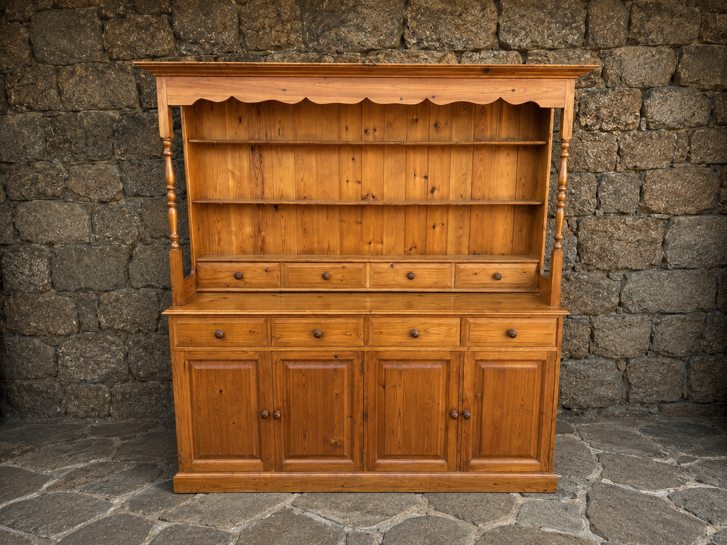 Large Rustic Pine Farmhouse Dresser c.1980–2000