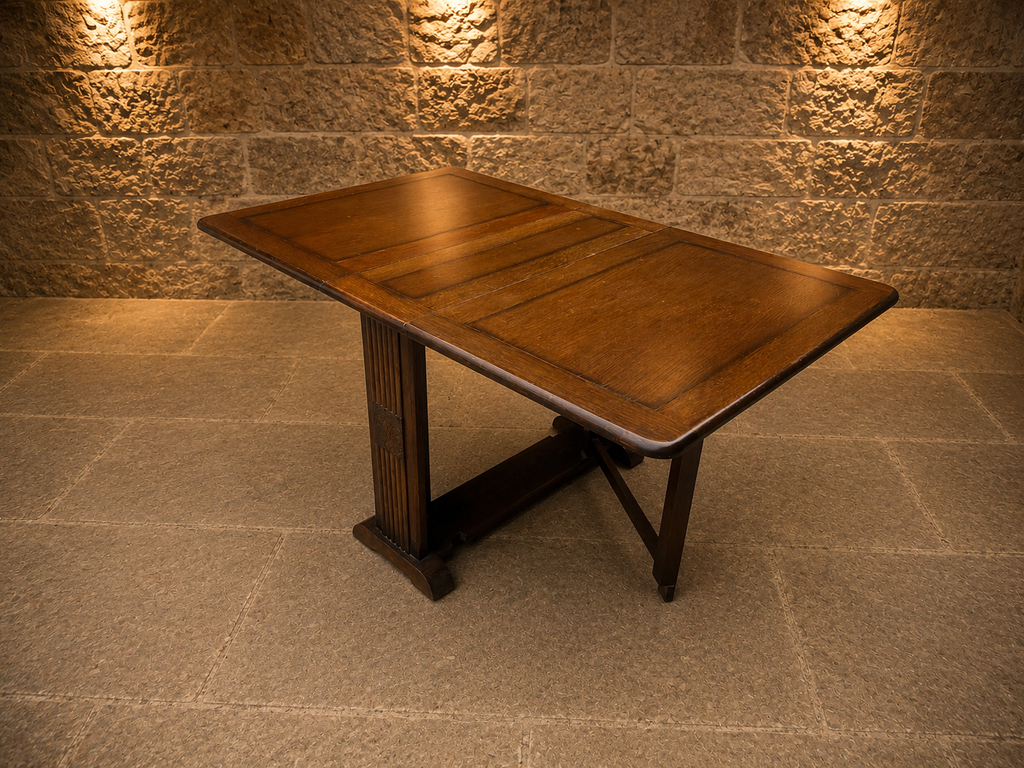 Vintage 1930s Art Deco Oak Drop Leaf Dining Table – Carved Gateleg Table