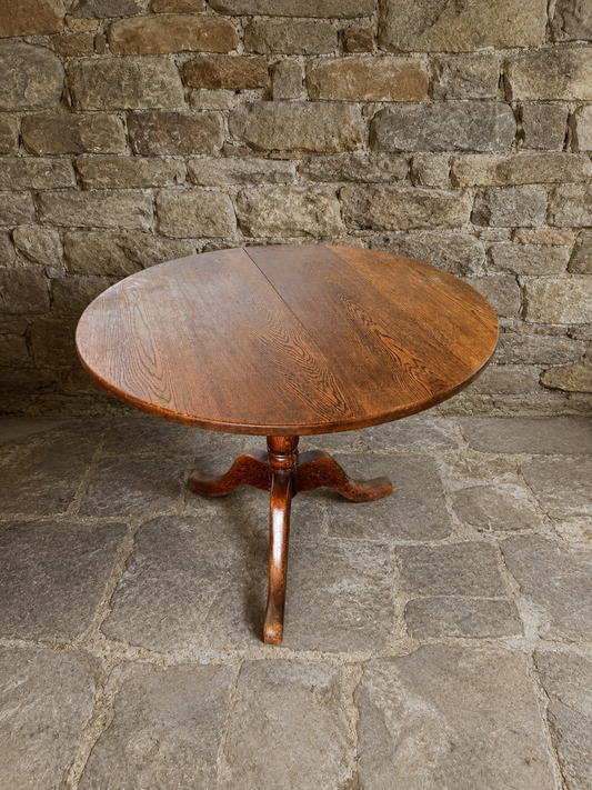 Edwardian Solid Oak Tilt Top Breakfast Table c.1900