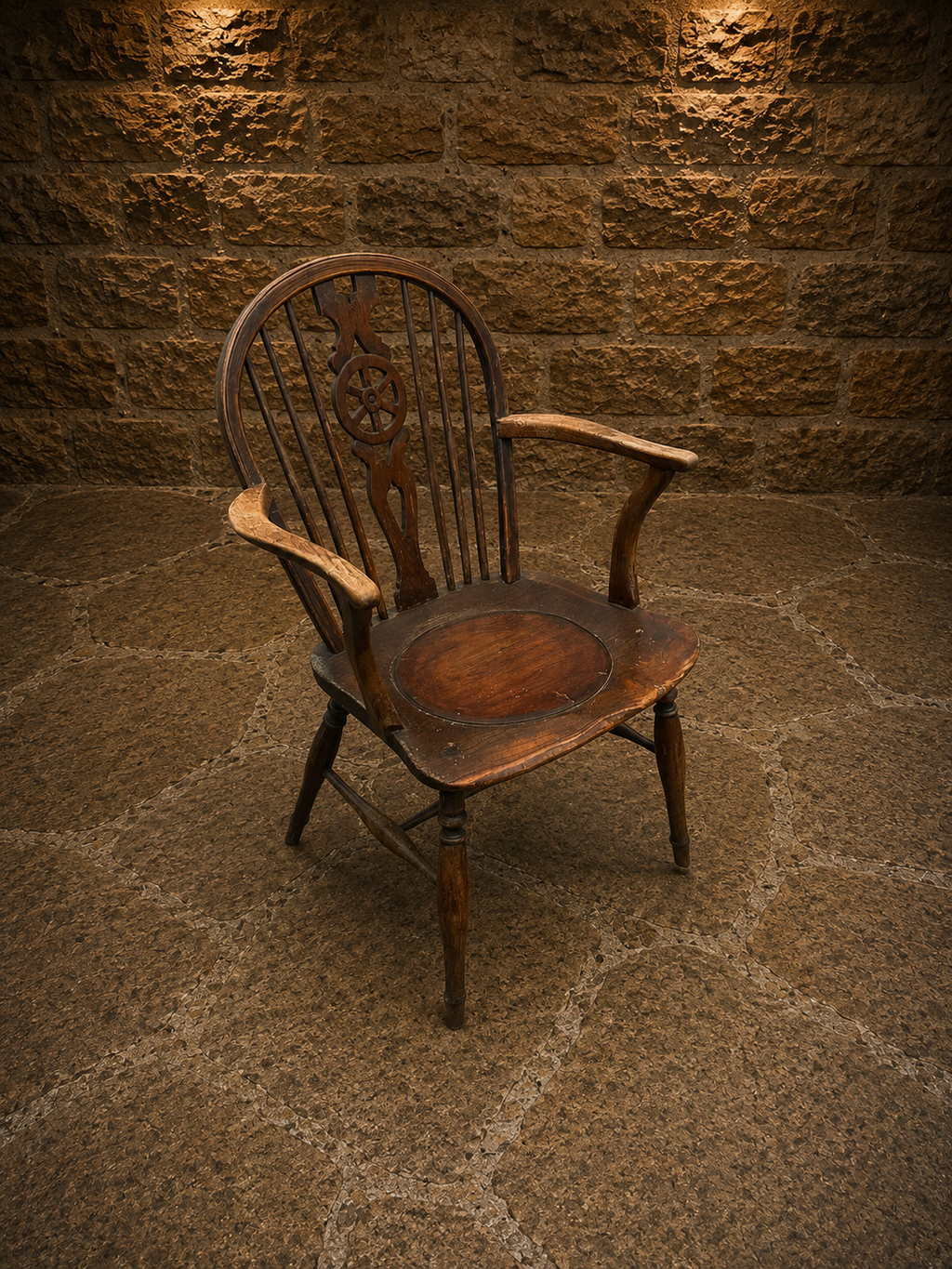 Antique Early 19th Century English Windsor Armchair | Wheelback Elm & Ash Chair | Circa 1820–1850
