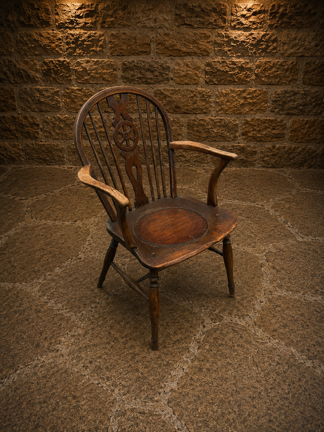Antique Early 19th Century English Windsor Armchair | Wheelback Elm & Ash Chair | Circa 1820–1850