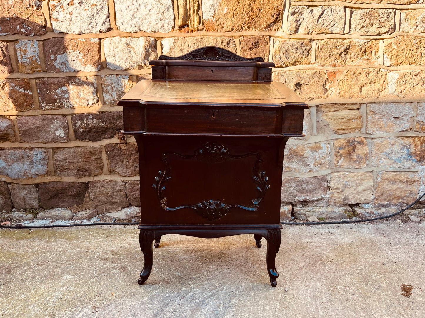 Victorian Mahogany Davenport Writing Desk – Antique Leather Top – Circa 1890