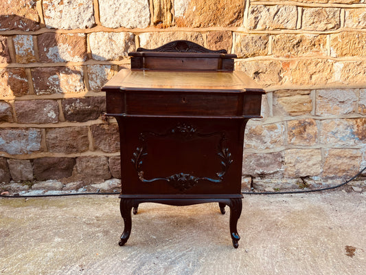 Victorian Mahogany Davenport Writing Desk – Antique Leather Top – Circa 1890