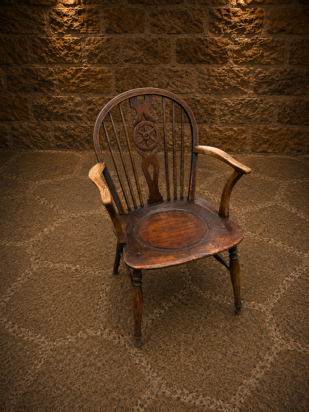 Antique Early 19th Century English Windsor Armchair | Wheelback Elm & Ash Chair | Circa 1820–1850