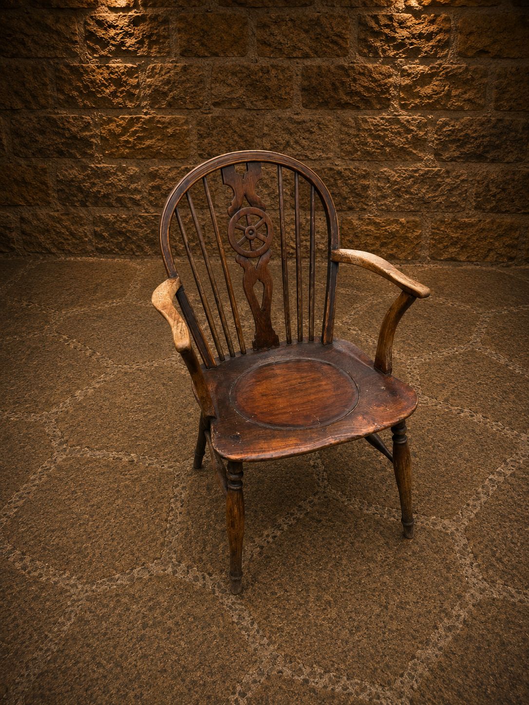 Antique Early 19th Century English Windsor Armchair | Wheelback Elm & Ash Chair | Circa 1820–1850